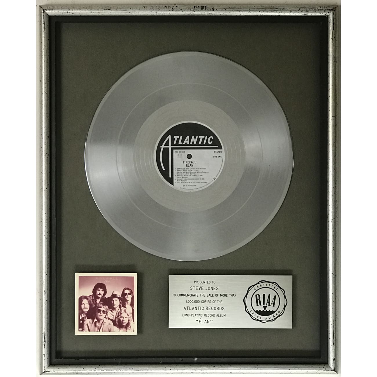 Firefall Elan RIAA Platinum LP Award - Certified Gold Record Plaque for Music Collectors & Fans - Perfect for Home, Office, or Studio Display