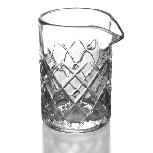BarConic® Diamond Pattern Mixing Glass with Copper Plated Julep Strainer - Premium Cocktail Mixing Set for Bartenders & Home Bars | Perfect for Crafting Martinis, Old Fashioned & Whiskey Drinks