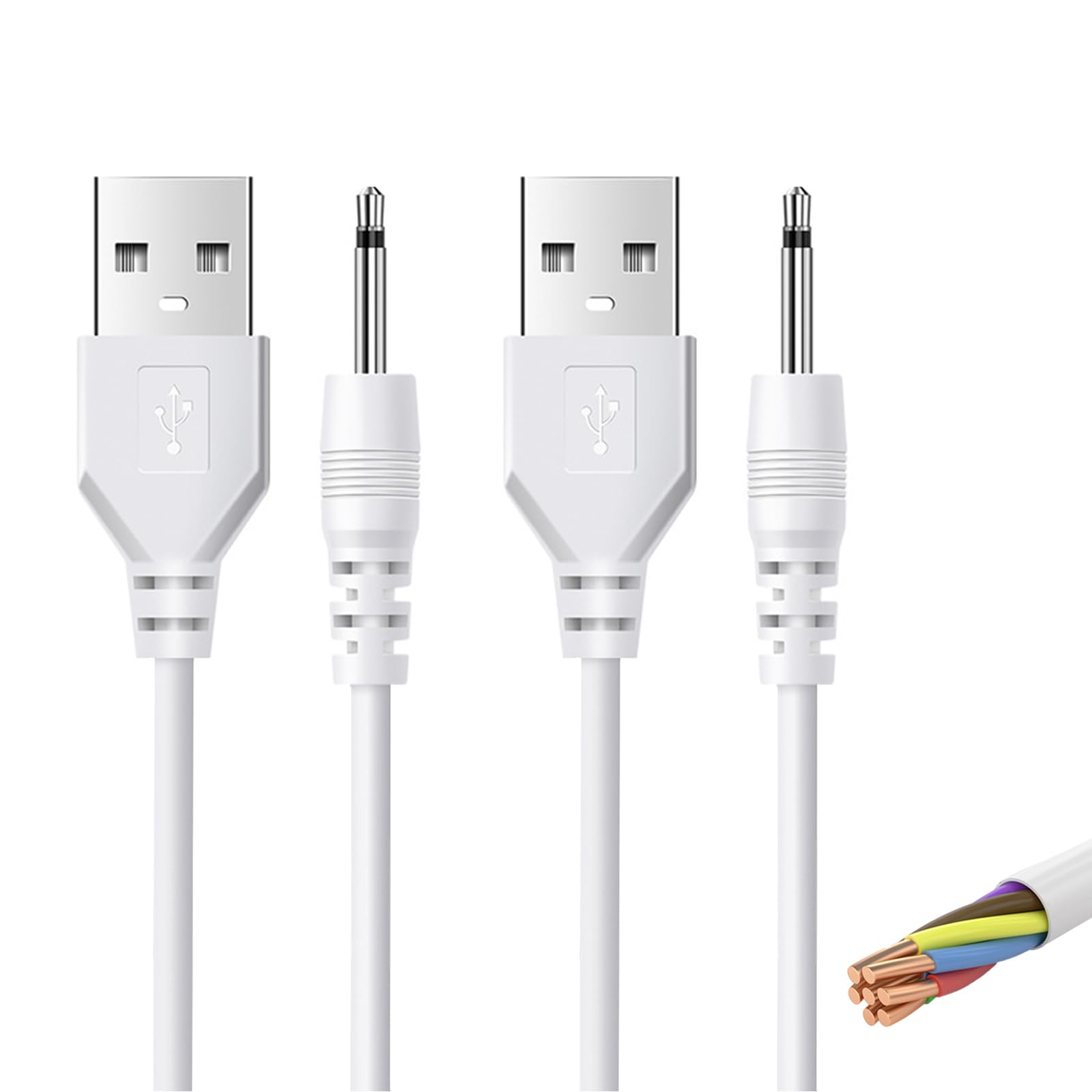 2PCS 2.5mm DC Charger Cable - Universal Power Adapter Cord for Vibrators, Massagers & Electronic Devices | Compatible with Multiple Gadgets for Home & Travel Use