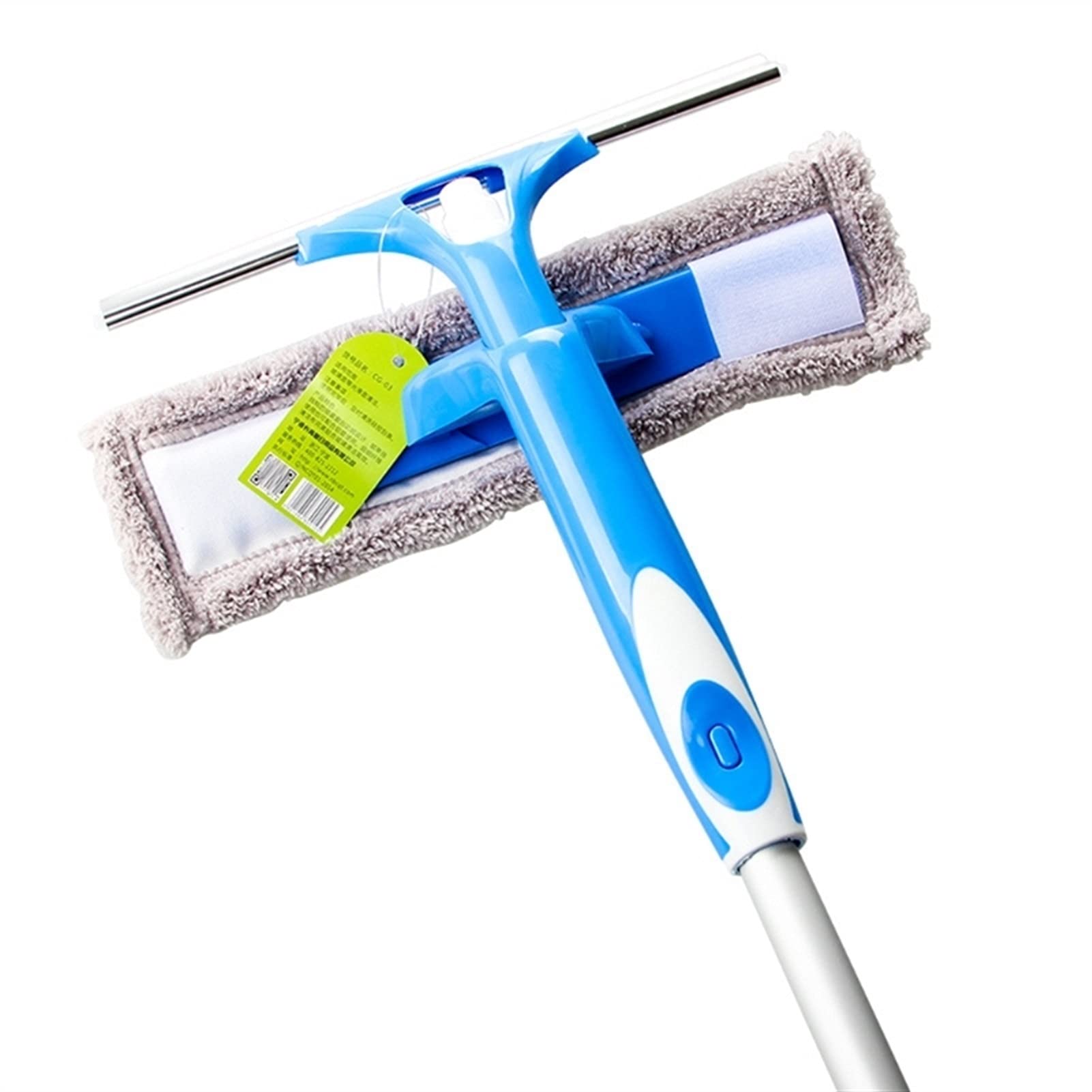 Double-Sided Glass Squeegee with Swivel Head & Spray Bottle - Window Cleaning Tool for Streak-Free Shine - Perfect for Home, Office, and Car Windows (Blue)