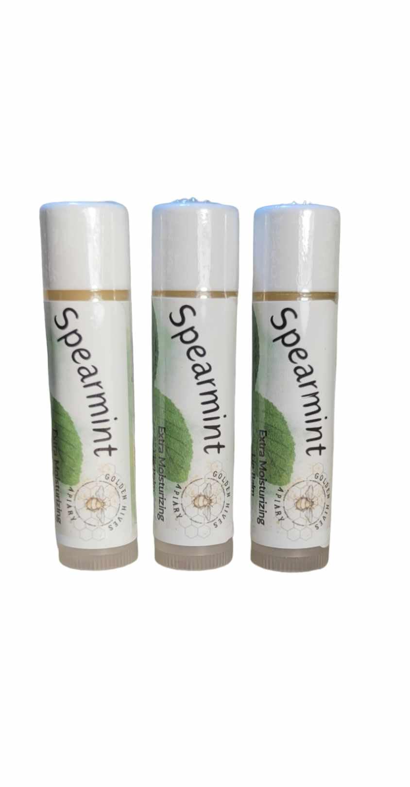 Golden Hives Apiary Moisturizing Lip Balm with Raw Beeswax & Organic Cocoa Butter - Spearmint Flavor (Pack of 3) | Hydrating & Nourishing Lip Care for Dry, Chapped Lips | Perfect for Winter, Outdoor Activities & Daily Use