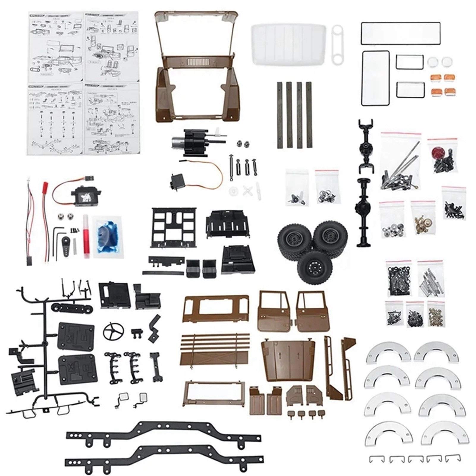 1/16 Scale Metal Unassembled DIY Kit for WPL C44KM FJ40 4WD Off-Road Truck - Yellow - Perfect for RC Car Enthusiasts & Model Building Hobbyists - Great for Crawling, Climbing & Off-Road Adventures