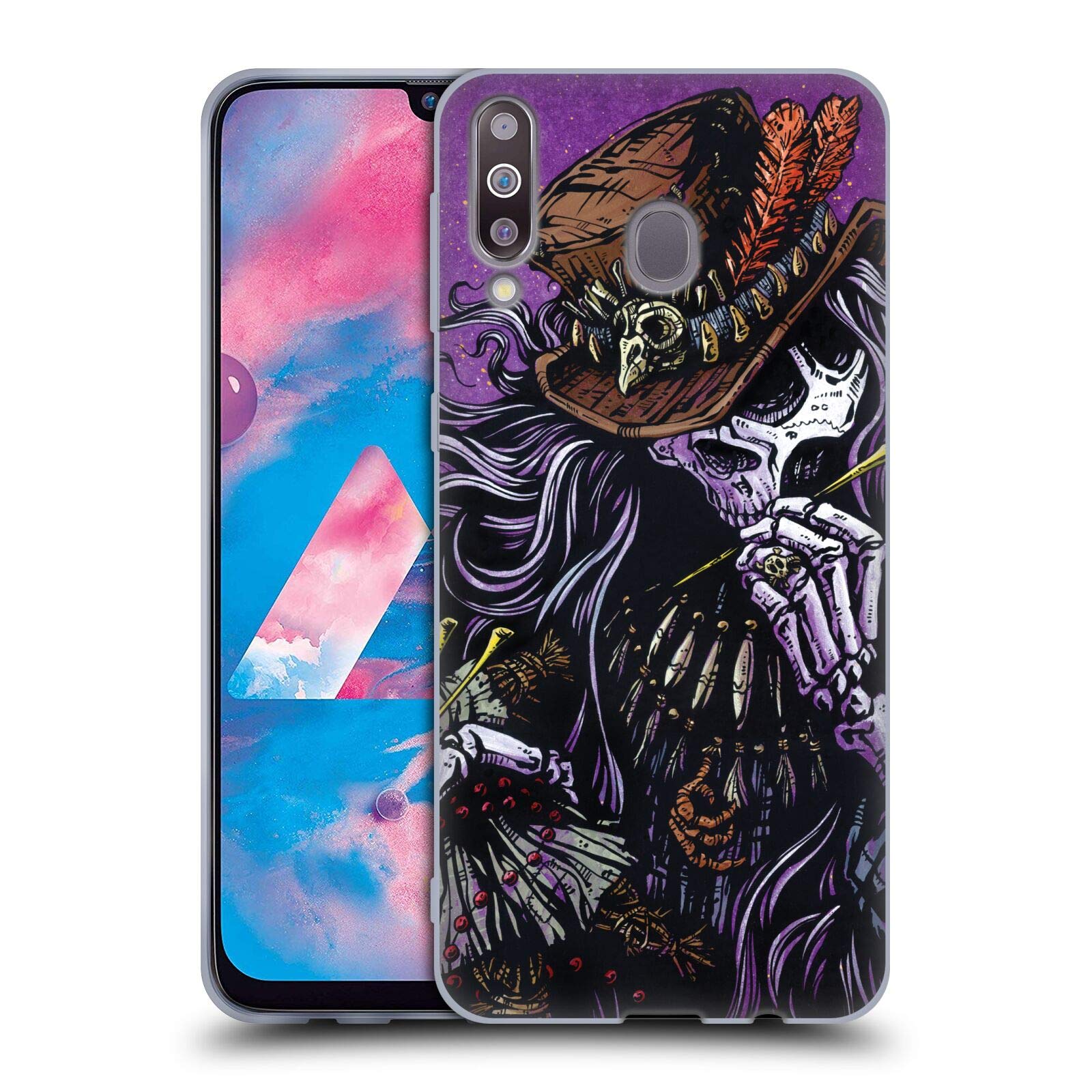 David Lozeau Voodoo Priest Colorful Grunge Soft Gel Case for Samsung Galaxy M30 (2019) - Officially Licensed by Head Case Designs | Perfect for Daily Use, Travel & Showcasing Unique Style