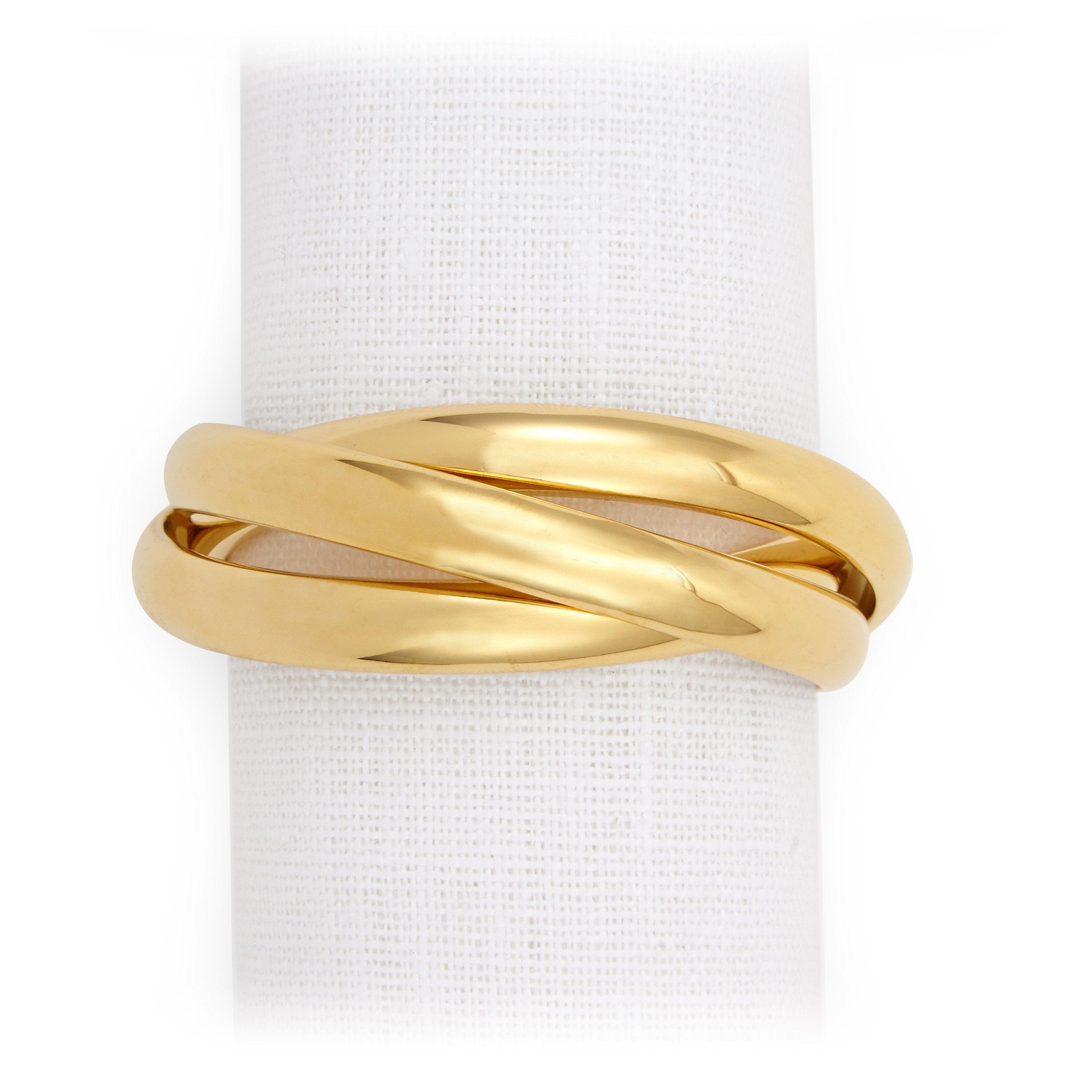 Elegant Three Ring Napkin Holders Set of 4 - Premium Napkin Rings for Wedding, Dinner Party & Holiday Table Decor - Perfect for Christmas, Thanksgiving & Formal Dining Settings