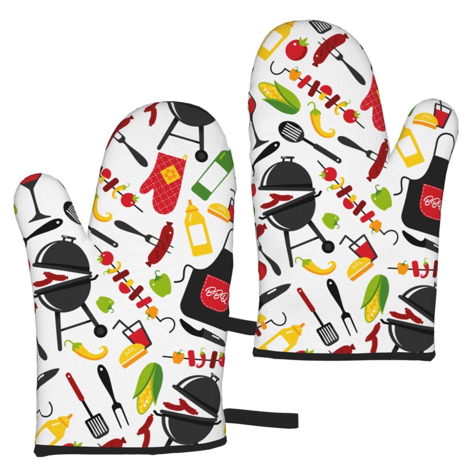 Heat Resistant BBQ Oven Mitts - Waterproof Non-Slip Kitchen Gloves for Baking, Cooking, Grilling & Outdoor BBQ Parties - Perfect for Backyard Gatherings, Camping & Holiday Cookouts