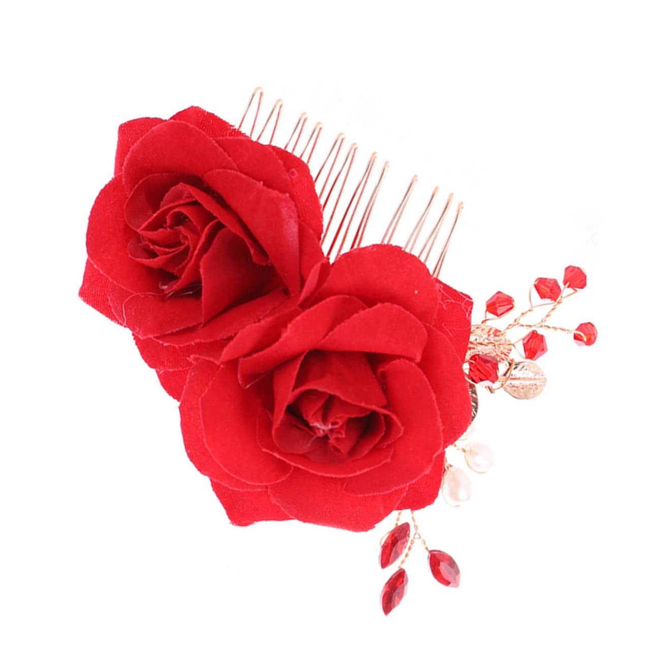 Rose Metal Hair Comb for Women - Bridal Floral Hair Accessories for Weddings & Parties