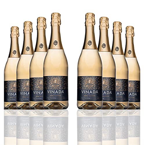 VINADA Alcohol-Free Crispy Chardonnay Wine - 750ml Bottle (Pack of 8) - Premium Non-Alcoholic White Wine for Parties, Gifts & Sober Living