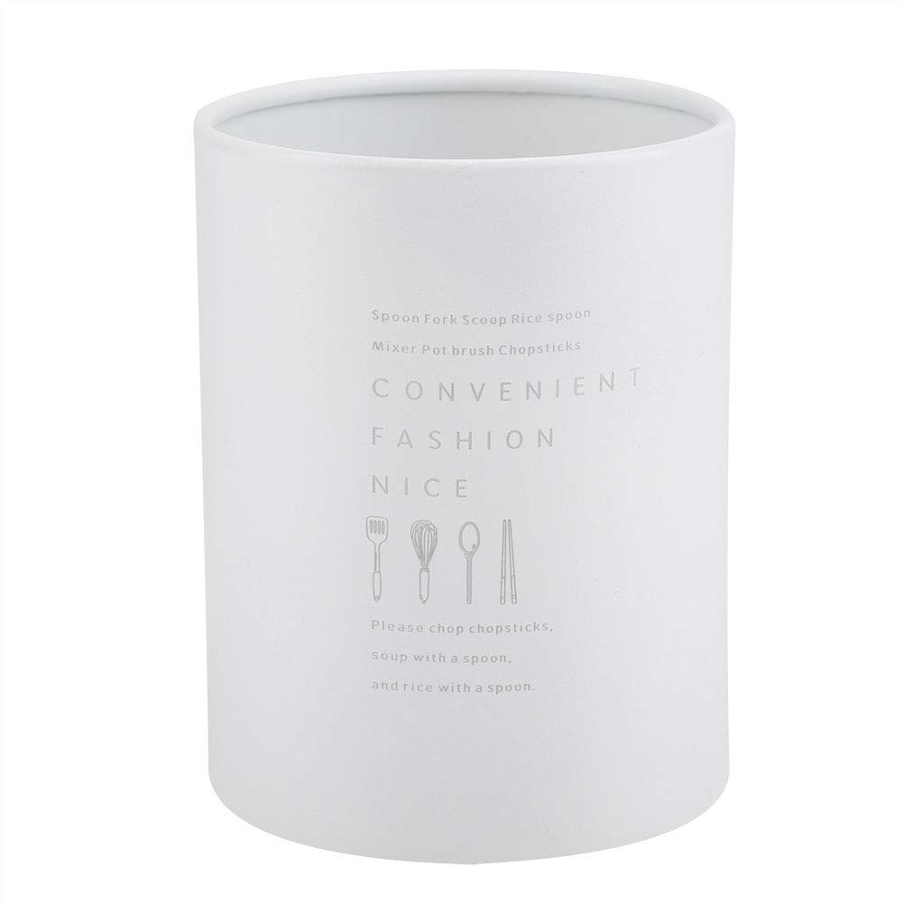 Eco-Friendly Stainless Steel Utensil Holder with Drainage Holes - Multi-Use Kitchen Organizer for Forks, Knives & Spoons (White) | Perfect for Countertop Storage & Dish Drying Rack