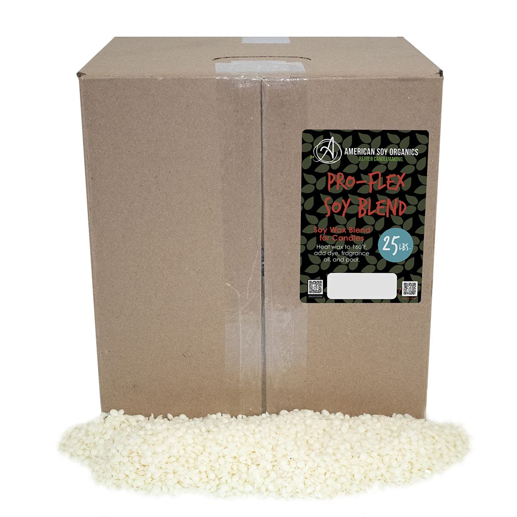 Premium Soy Wax Beads for Candle Making - 25 lbs All-Natural American Soy Organics Pro-Flex Blend - Beeswax-Free Candle Wax for Container Candles, Tealights & Wax Melts - Ideal for DIY Candle Making, Home Fragrance & Gift Crafts