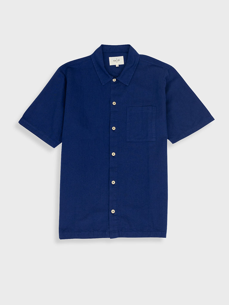 Folk Gabe Shirt Deep Blue - Stylish Casual Button Down Shirt for Men | Perfect for Everyday Wear, Office & Date Nights
