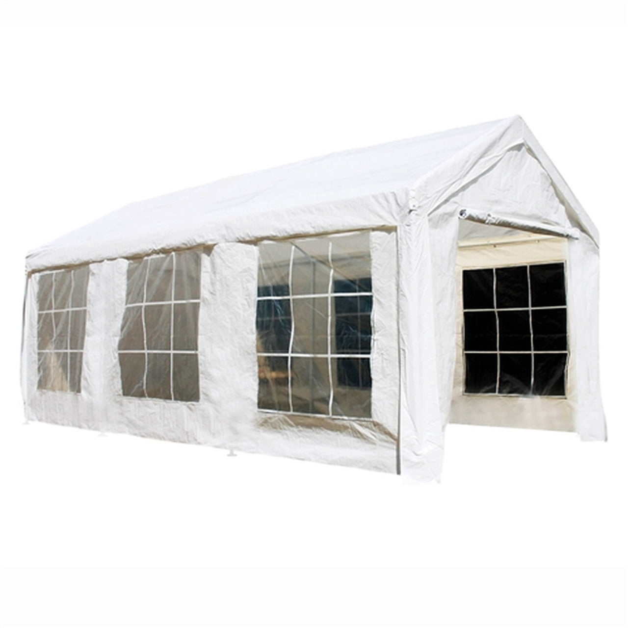 Heavy Duty 10x20 FT White Aleko Carport Canopy Tent with Sidewalls & Windows - Outdoor Shelter for Cars, RVs, Boats & Backyard Storage