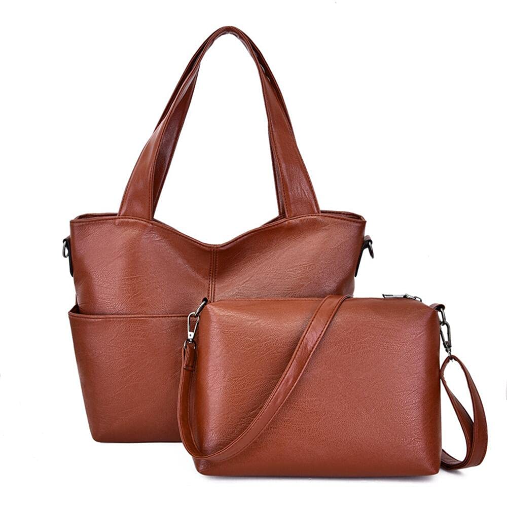 Stylish Brown PU Leather Tote Bag for Women - Fashionable Hobo Handbag Perfect for Work, Travel & Everyday Use
