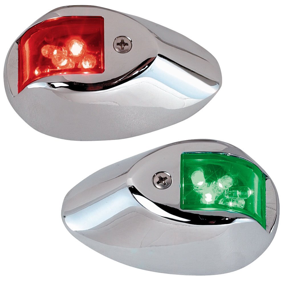 Perko LED Side Lights - Red/Green Marine Navigation Lights - 24V Waterproof Boat Lights with Chrome Plated Housing - Perfect for Sailboats, Yachts & Fishing Boats at Night