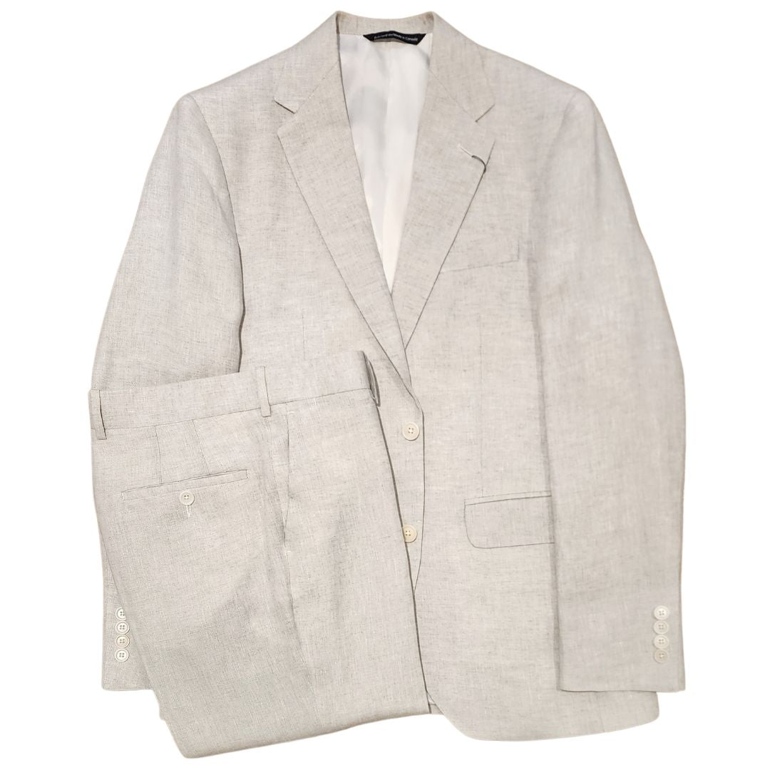 Stylish Sand Two-Button Linen Suit for Men | Breathable Summer Business & Wedding Attire | Perfect for Office, Formal Events & Hot Weather