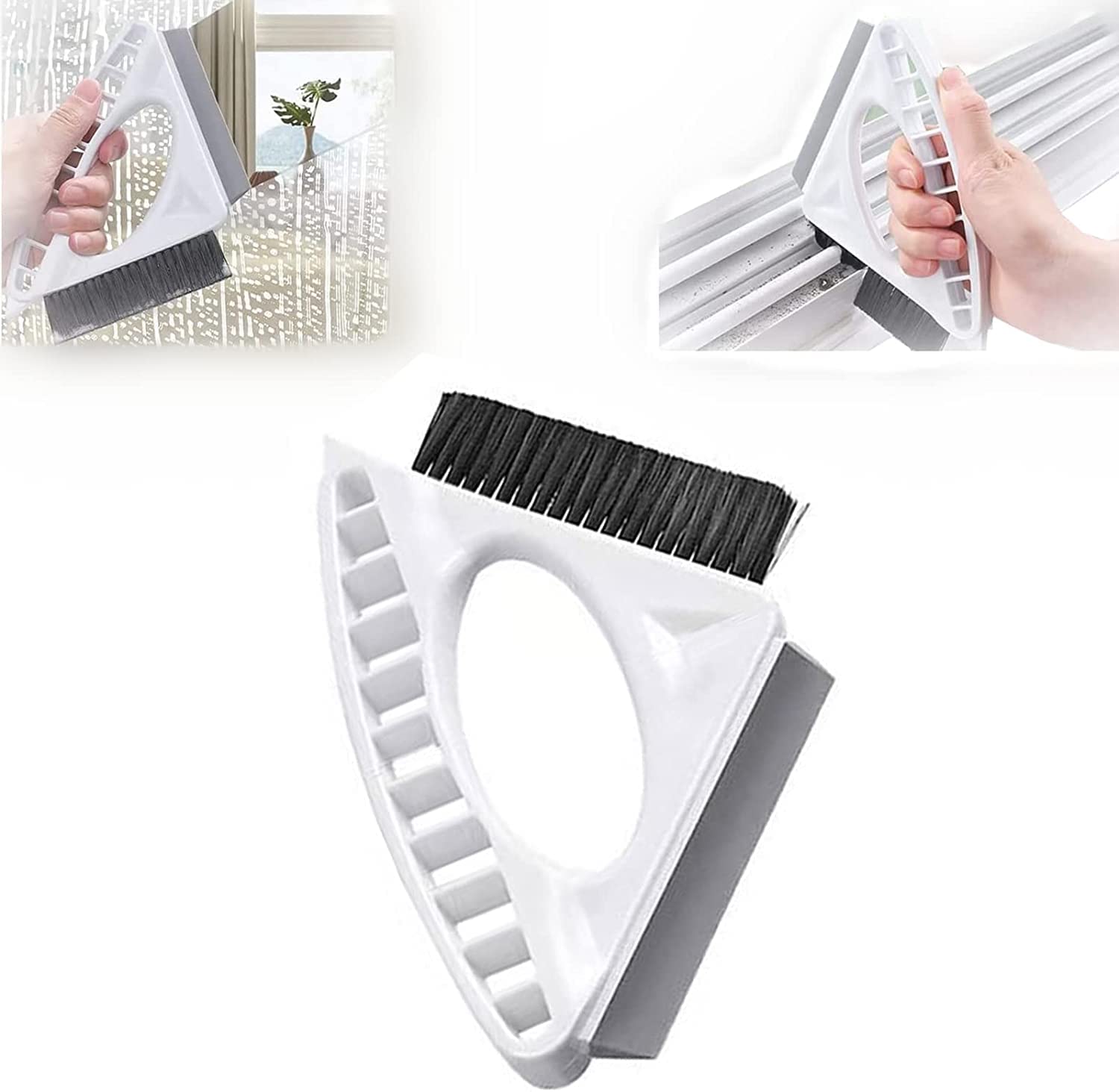 TGSEJTO 3-in-1 Window Cleaner Kit - Shower Squeegee, Glass Scrubber & Mirror Wiper with Groove Cleaning Brush - Multi-Purpose Bathroom & Home Cleaning Tools for Shower Doors, Windows & Mirrors (1 Pack) - Perfect for Sparkling Glass Surfaces & Hard-to-Reach Tracks