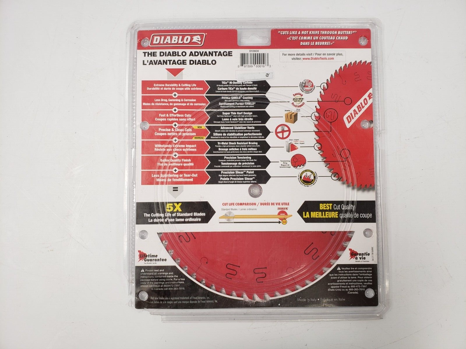 Diablo D4060X 7-1/4 Inch 60-Tooth Ultra Fine Finish Circular Saw Blade - Perfect for Woodworking, Plywood, and Fine Cutting Projects