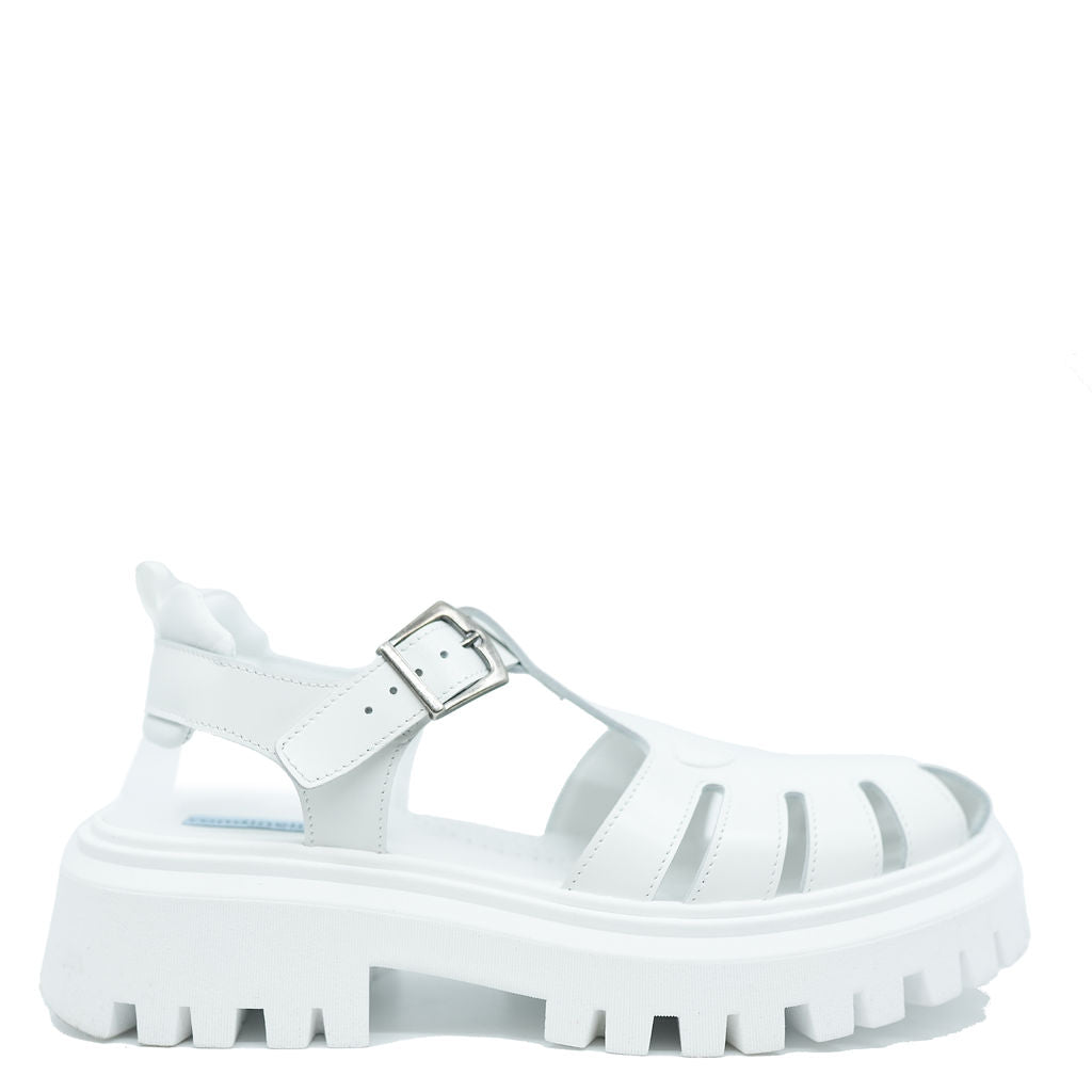 Rondinella Women's White Gladiator Chunky Sandals - Comfortable Strappy Summer Wedge Sandals for Beach, Vacation & Casual Outfits