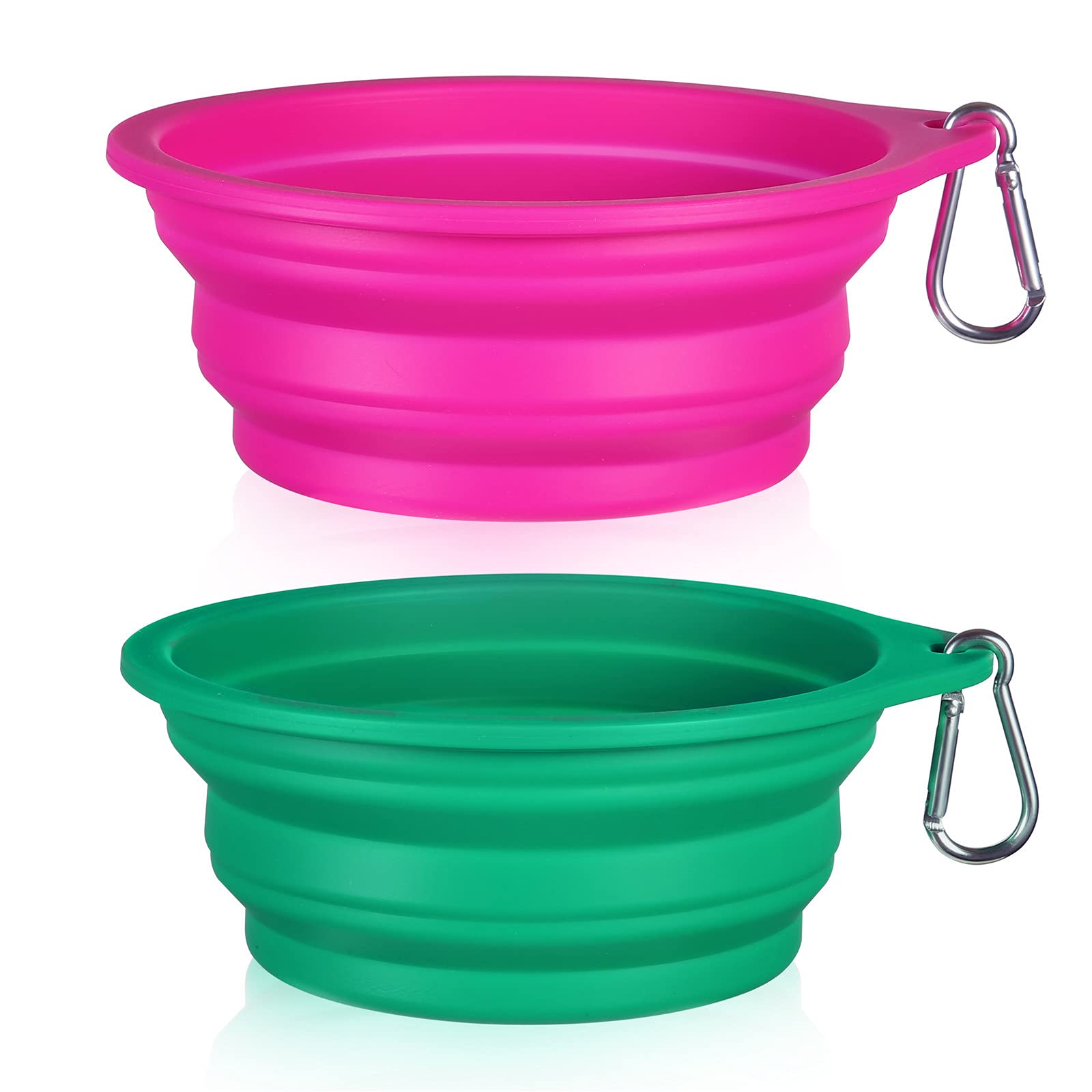 SLSON 2-Pack Collapsible Dog Bowls for Travel - 600ML Portable Pet Food & Water Bowls with Integrated Molding Design (No Plastic Rim) - Perfect for Hiking, Camping, and Outdoor Adventures with Your Dog