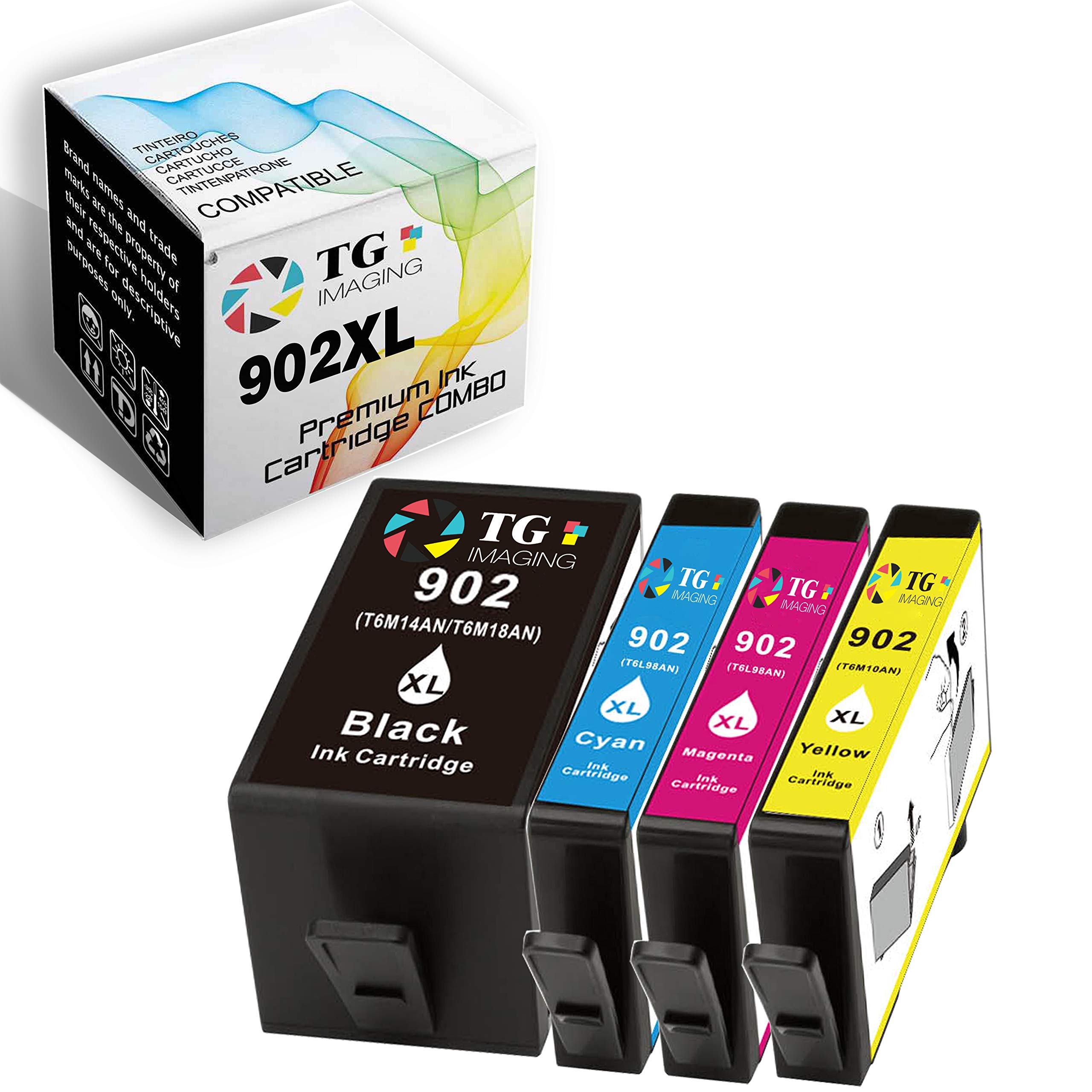 Upgraded TG Imaging 902XL Ink Cartridge 4-Pack - Compatible with HP 902, Officejet 6950 & 6960 Printers - High Yield Replacement for Home & Office Printing