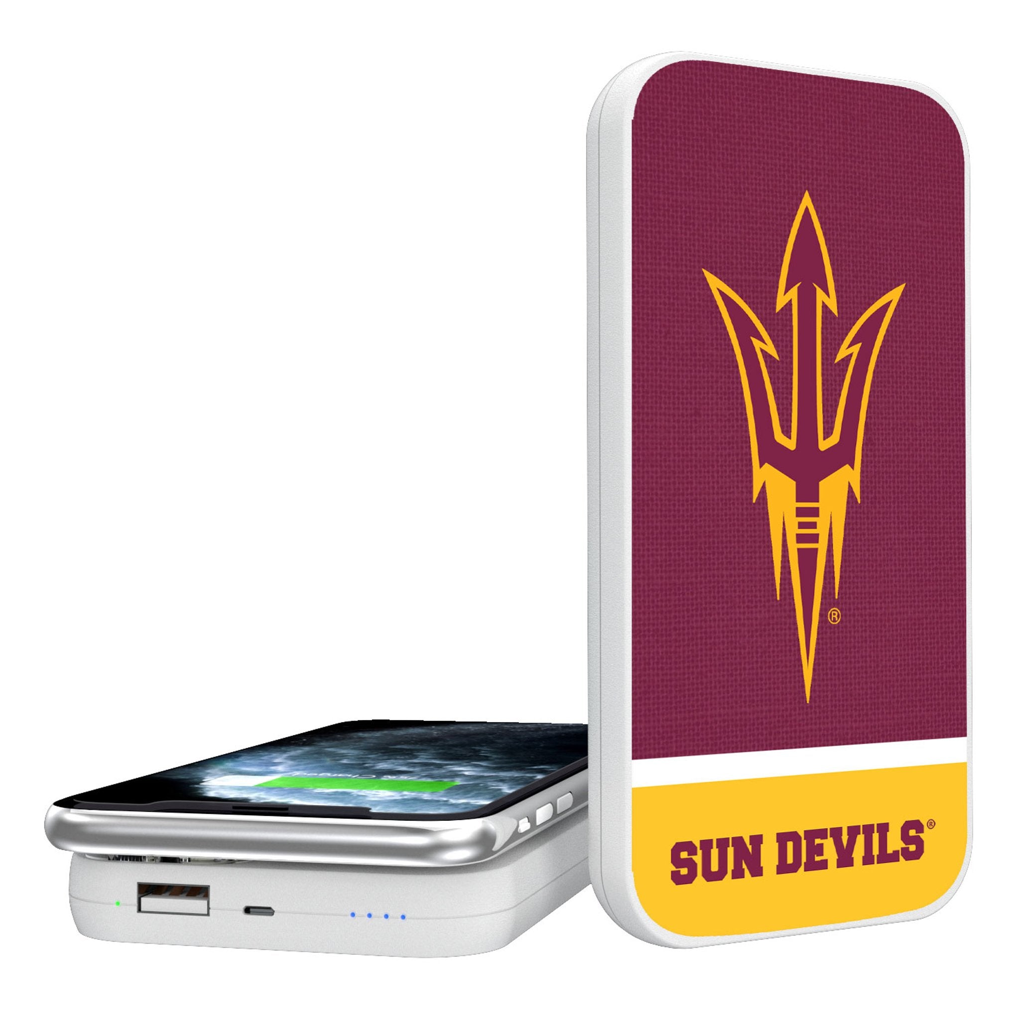 Arizona State University Sun Devils Endzone 5000mAh Portable Wireless Charger - Fast Charging Power Bank for iPhone, Android, AirPods | Perfect for Travel, Campus, and Game Day