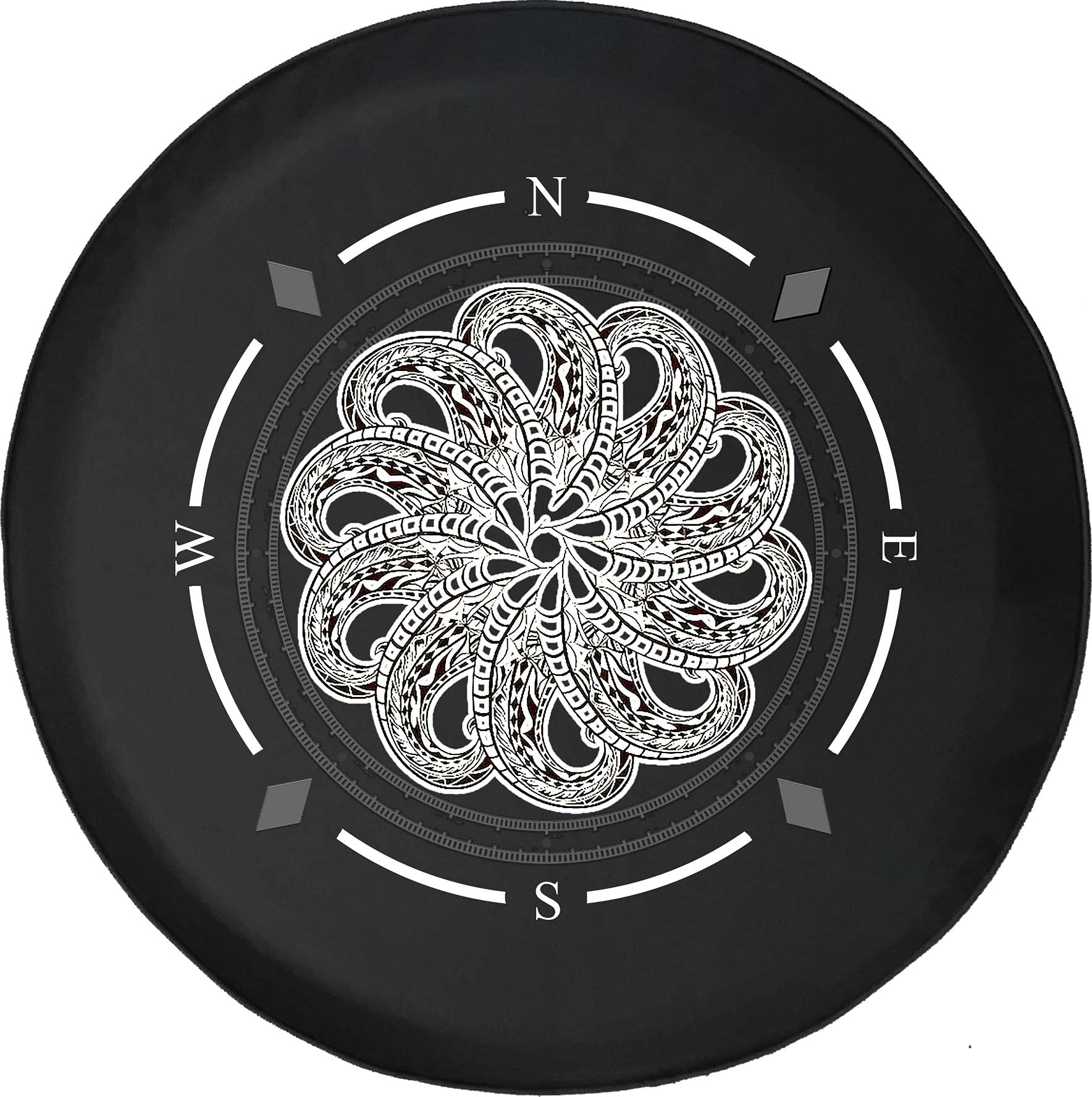 American Unlimited Spare Tire Cover with Compass & Octopus Design - Universal Fit for SUV, Trailer, RV & Most Vehicles - Durable Wheel Protection for Off-Road Adventures & Camping Trips