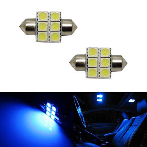 2-Pack Blue 6 SMD LED Bulbs for Car Interior Dome Lights - 1.25