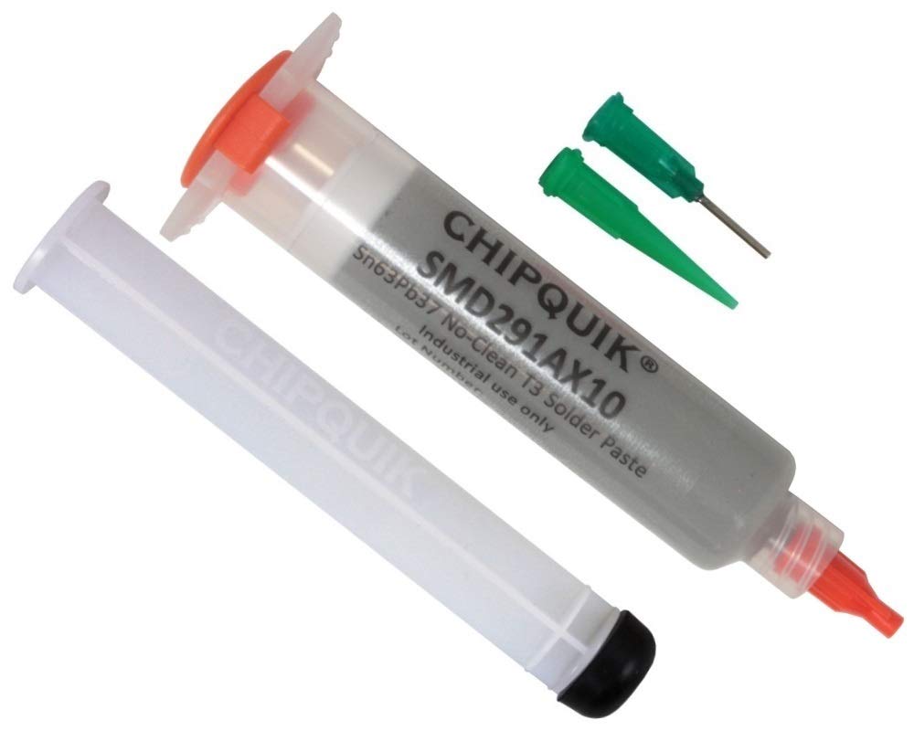Chip Quik SMD291AX10 No-Clean Solder Paste - 63Sn/37Pb Leaded Alloy in 10cc Syringe (35g) for SMD PCB Repair & Electronics Soldering
