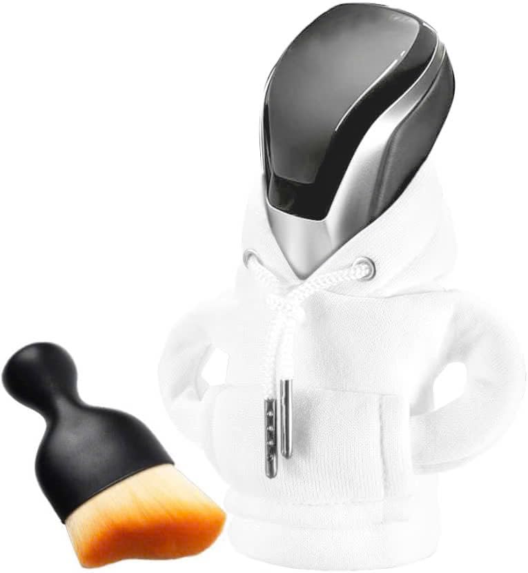 Universal Car Gear Shift Knob Hoodie Cover - Mini Shifter Hoodie for Automotive Interior, Cute Car Accessories & Decor (White) - Perfect for Protecting & Customizing Your Vehicle's Gear Shift