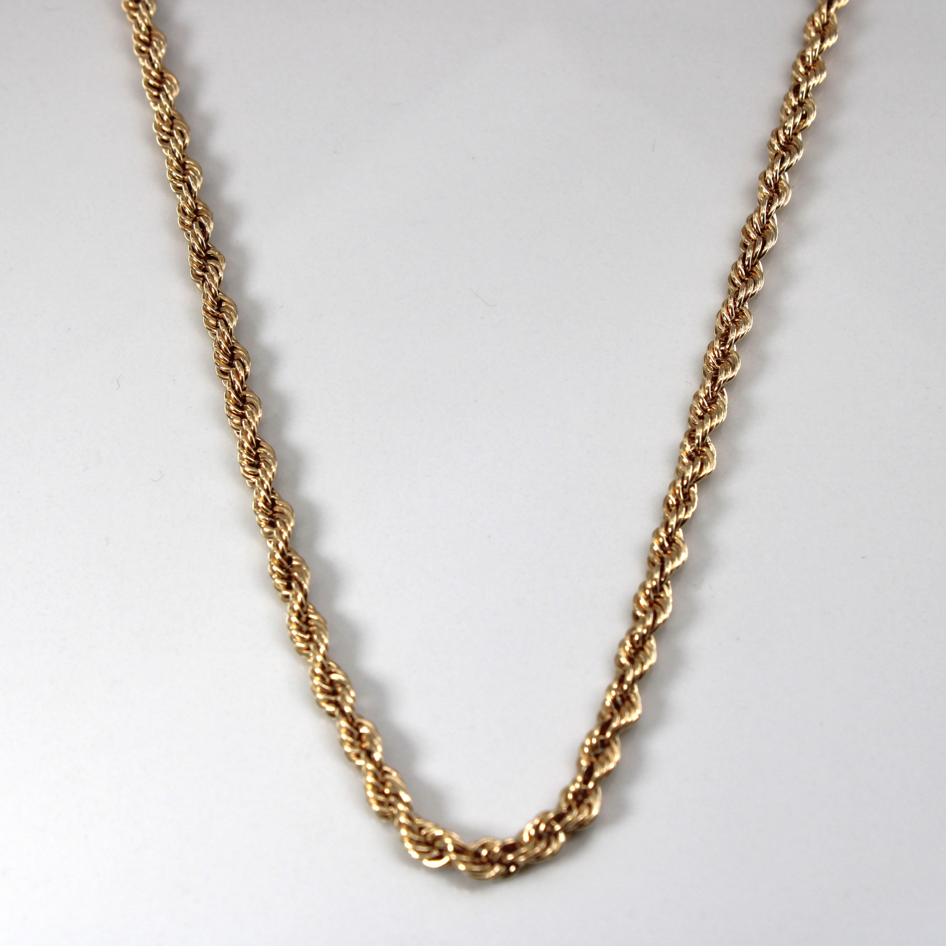 10K Yellow Gold Rope Chain Necklace for Women - 18 Inch Solid Gold Rope Chain - Durable & Elegant Jewelry for Everyday Wear, Special Occasions & Gifts