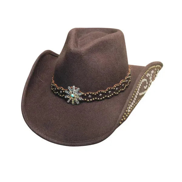 Bullhide Wool Felt Cowgirl Hat for Women - Western Style Cowboy Hat with Wide Brim - Perfect for Rodeo, Horseback Riding & Country Music Festivals