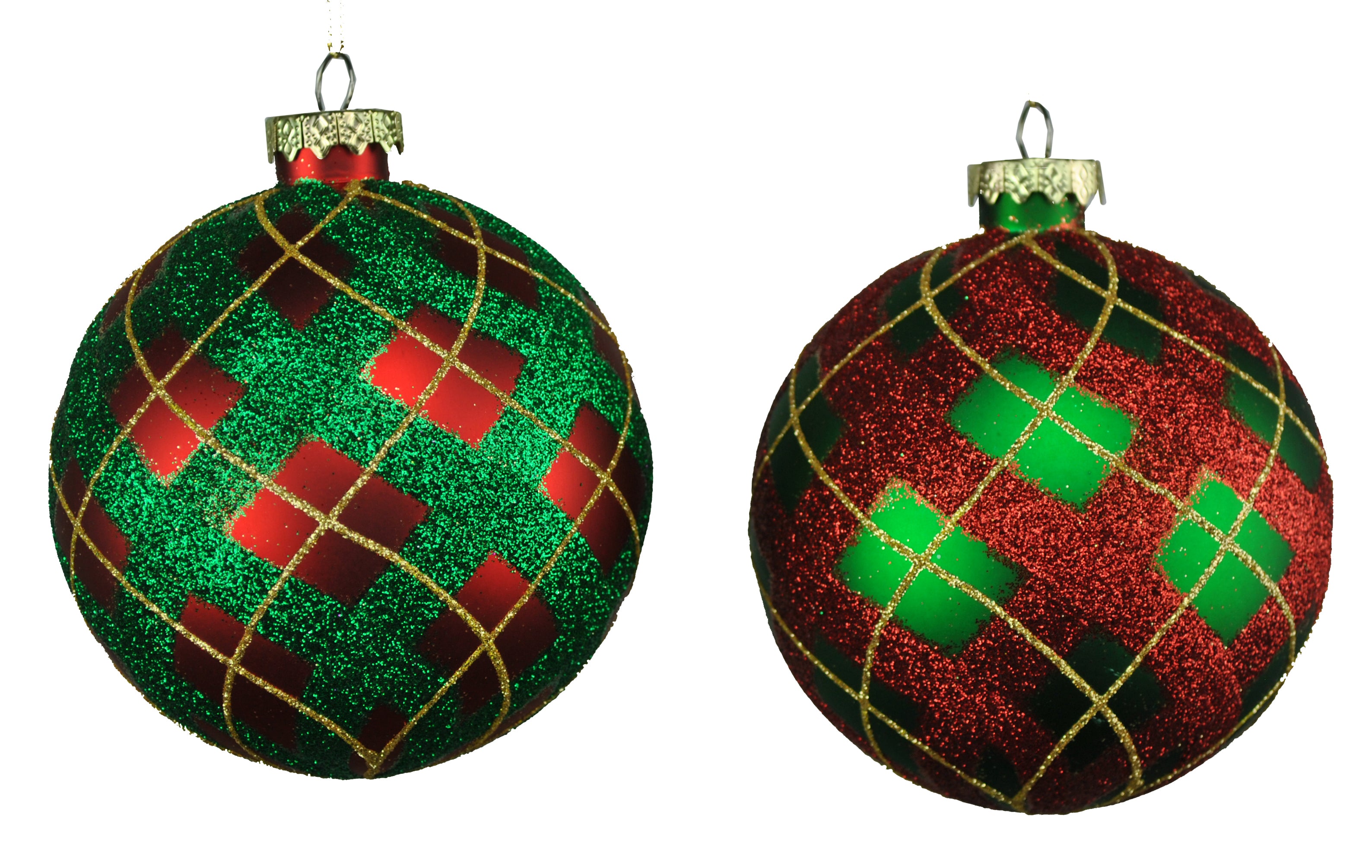 4 Pack Red, Green & Gold Glitter Christmas Ball Ornaments - Perfect for Holiday Tree Decor, Party Favors & Festive Home Decoration