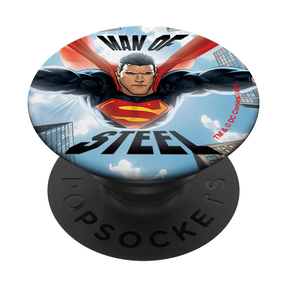 Superman Man of Steel PopSockets Standard PopGrip - Swappable Phone Grip & Stand for iPhone, Samsung, Smartphones - Perfect for Fans, Collectors & Daily Use