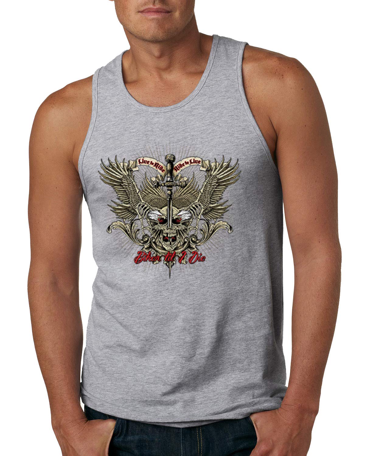 Biker Til I Die Live to Ride Motorcycle Graphic Tank Top for Men - Perfect for Motorcycle Rides, Biker Events & Casual Summer Wear