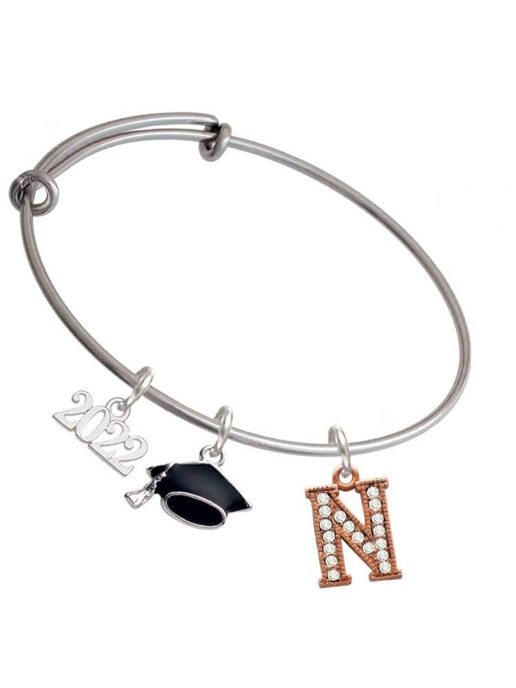 Delicate Rose Gold Crystal Initial Charm Bracelet for Women - Personalized Graduation Gift 2022 | Perfect for Graduation Ceremonies, Parties & Special Occasions
