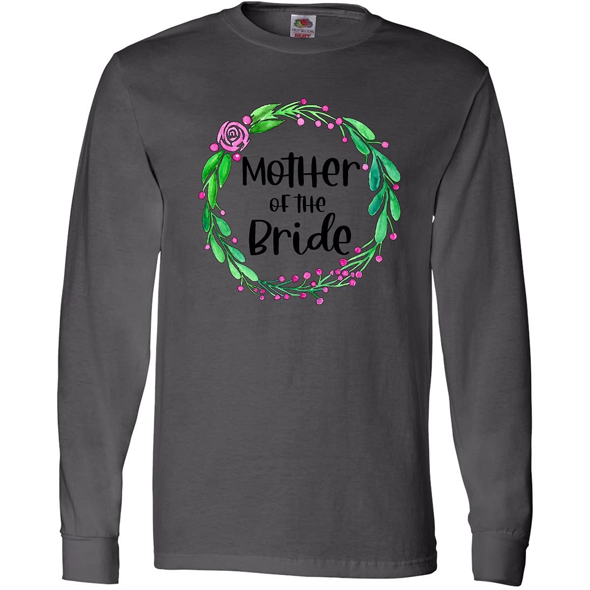 Inktastic Mother of The Bride Rose Wreath Long Sleeve T-Shirt - Comfortable & Stylish Wedding Guest Outfit for Rehearsal Dinners & Formal Occasions