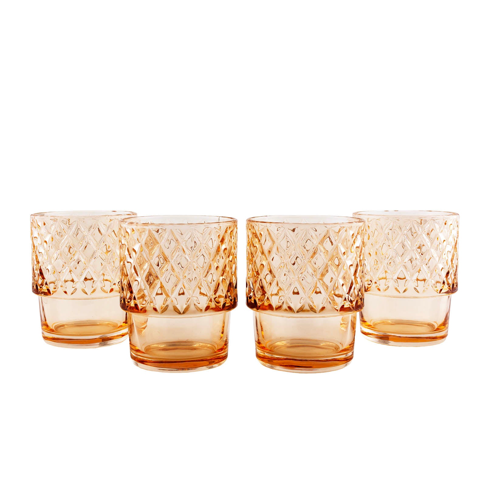BarConic® Stackable Pineapple Glasses - Diamond Pattern Set of 4 - Shatterproof & BPA-Free Drinkware for Cocktails, Smoothies, and Pool Parties - Perfect for Summer BBQs, Beach Vacations, and Tropical Themed Events