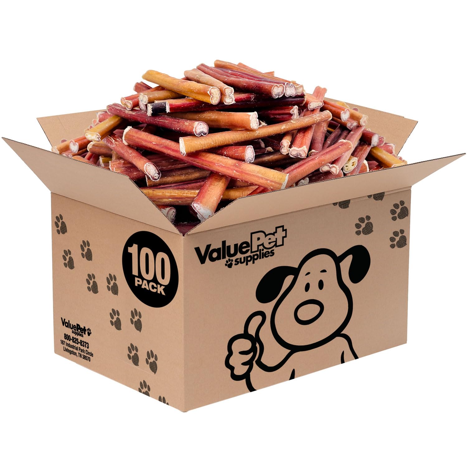 ValueBull All Natural Bully Sticks for Dogs - 6 Inch Medium Size, 100 Count Bulk Pack | 100% Beef Pizzle Dog Treats, Single Ingredient Rawhide Alternative | Perfect for Training, Chewing & Dental Health