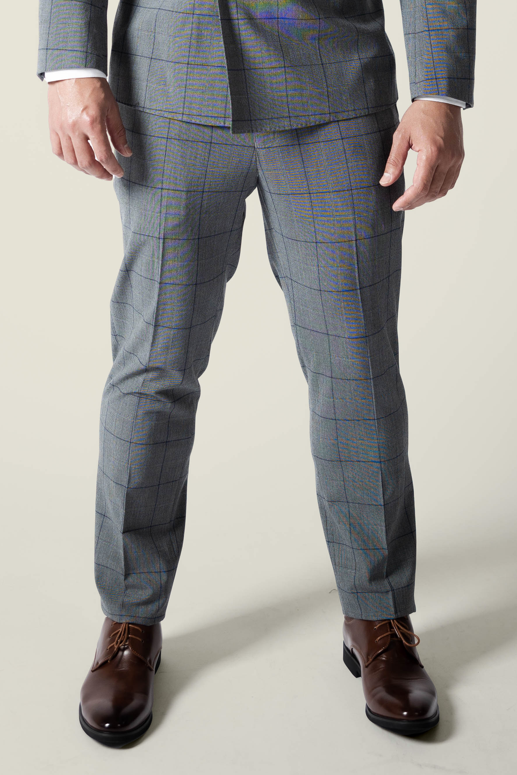 Stylish Men's Grey Checkered Trousers - Comfortable Casual Pants for Office, Travel & Everyday Wear