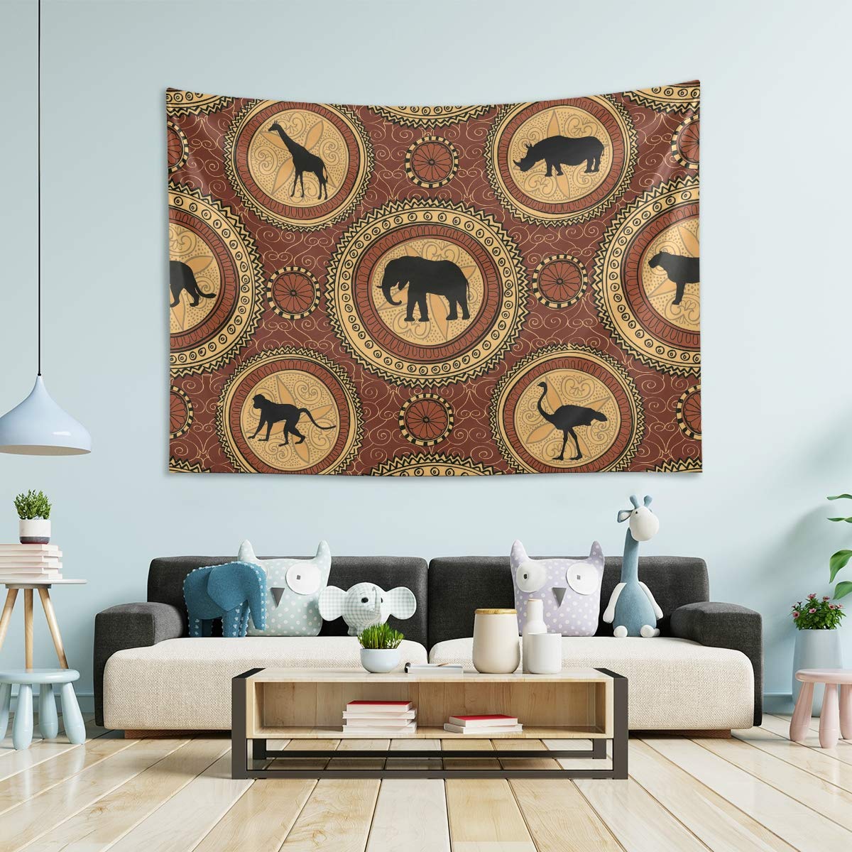 African Ethnic Flamingo Tapestry Wall Hanging - 60x50 Inch Large Bohemian Room Decor for Bedroom, Living Room & Dorm | Unique Home Decoration, Hippie Style Wall Art for Aesthetic Spaces