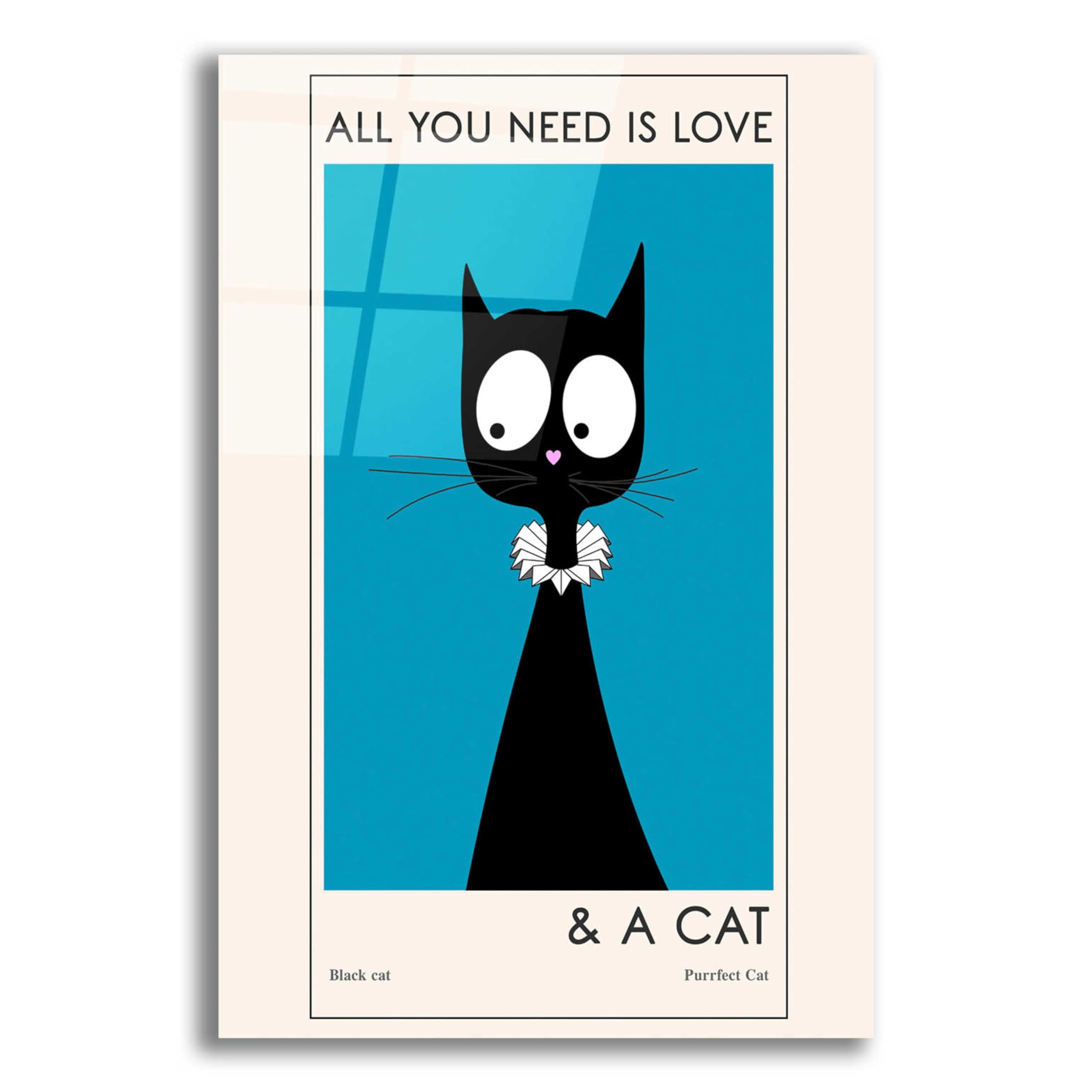 Epic 'All You Need Is Love' Acrylic Glass Wall Art by Ayse - 16x24 Inches Modern Home Decor for Living Room, Bedroom & Office