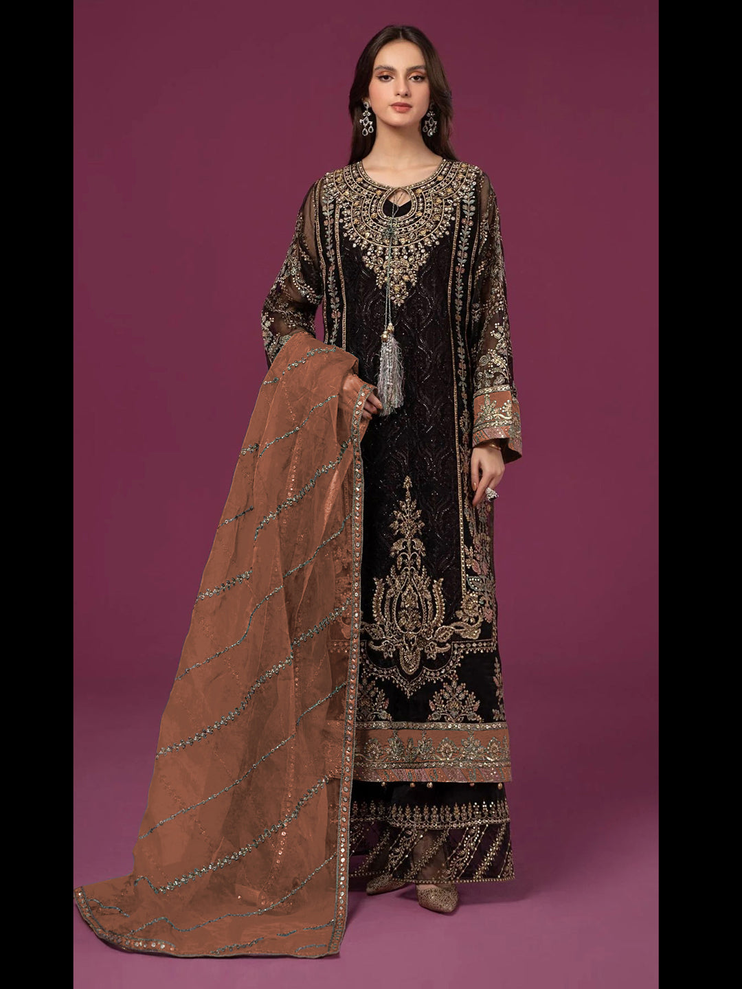 Elegant Black Designer Semi-Stitched Palazzo Suit with Exquisite Embroidery - Perfect for Weddings, Parties & Festive Occasions