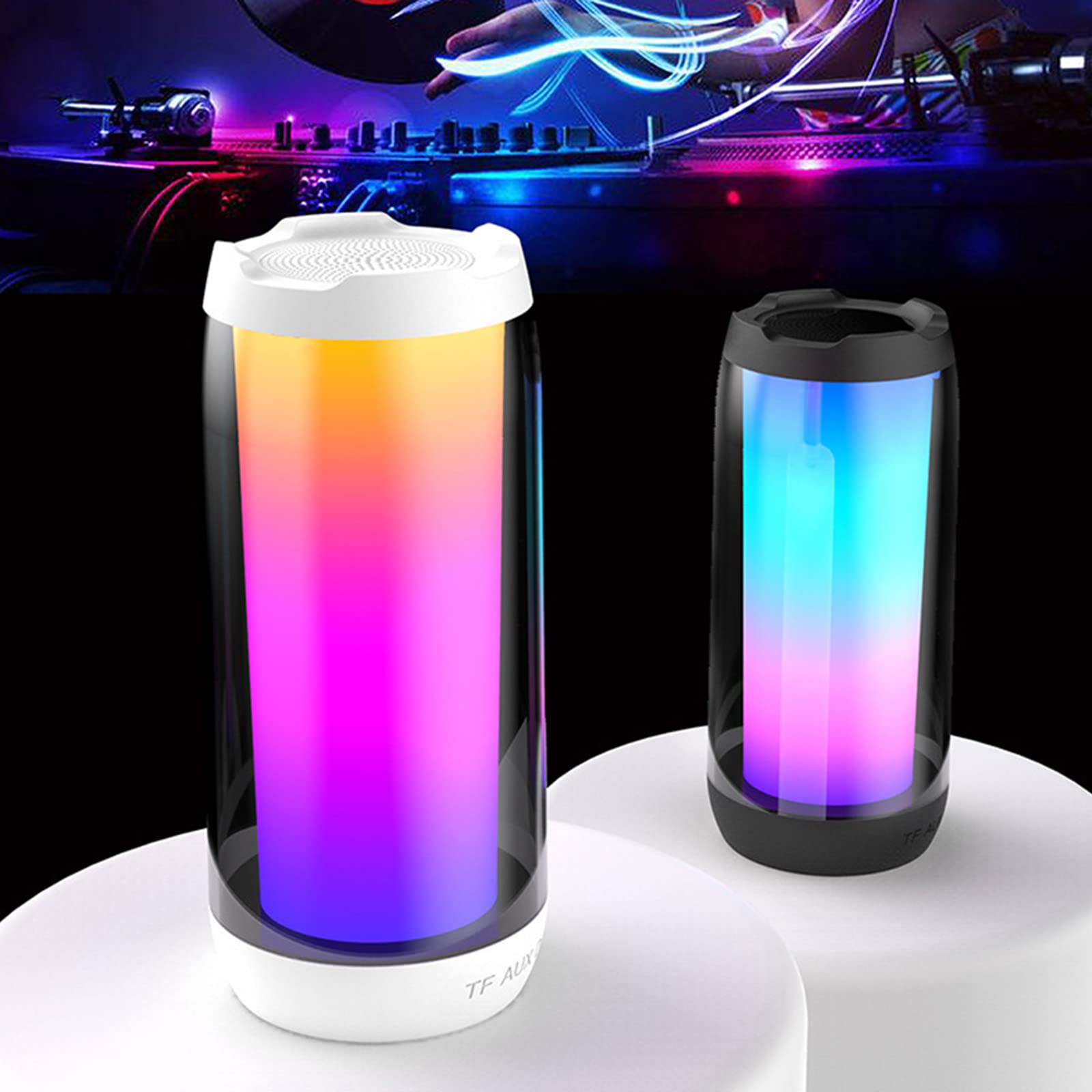 Portable Bluetooth Speaker with 6 Color LED Lights - Waterproof Wireless Speaker, True Wireless Stereo & Mic Pairing - Perfect for Pool Parties, Camping & Outdoor Adventures