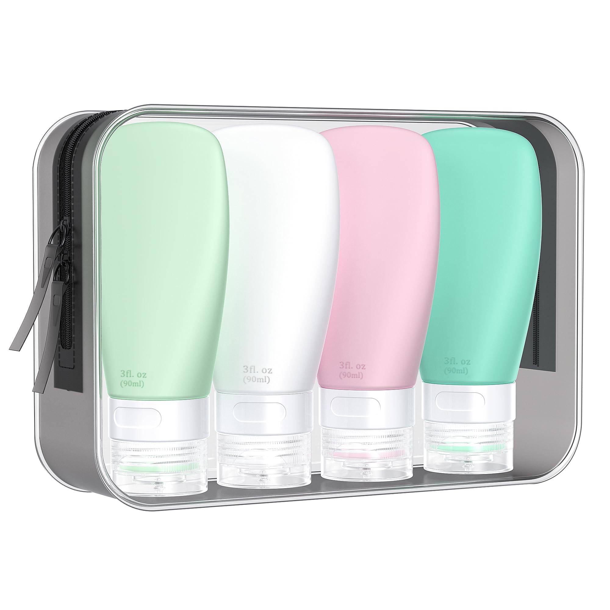 INSFIT 4-Pack TSA Approved Leak Proof Travel Bottles - BPA Free Refillable Toiletry Containers for Shampoo, Body Wash & Liquids | Perfect for Air Travel, Gym & Vacation Essentials