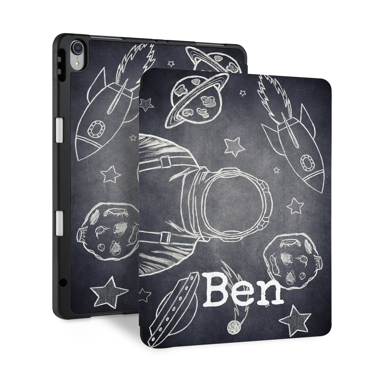 Premium iPad Trifold Case with Astronaut Space Design - Slim Protective Cover for iPad Air/Pro, Perfect for Work, Travel & School Use