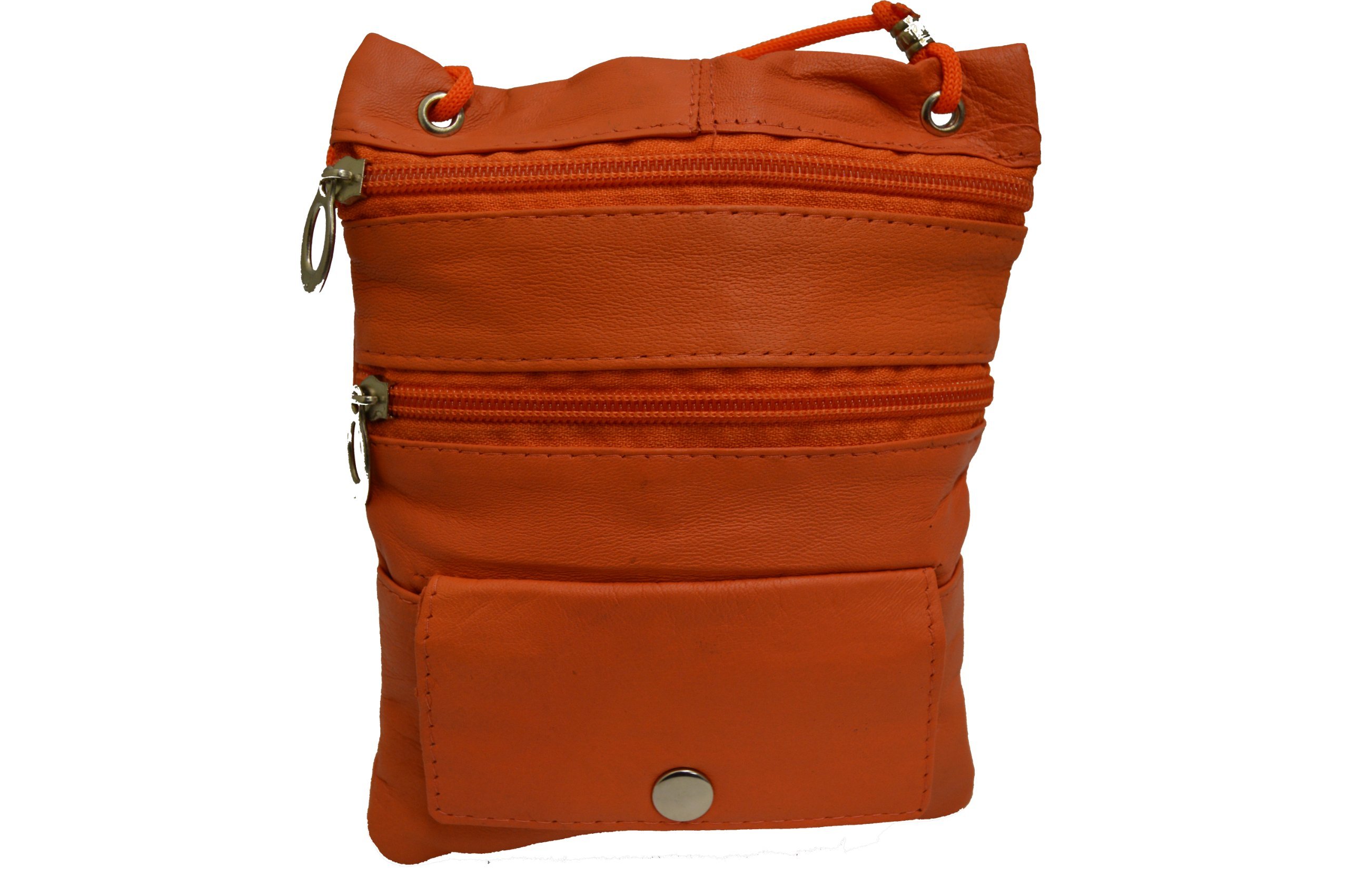 Premium Soft Leather Neck ID & Passport Wallet Holder - Orange | Travel Organizer for Passport, Cards & Cash | Ideal for Airports, Cruises & International Trips