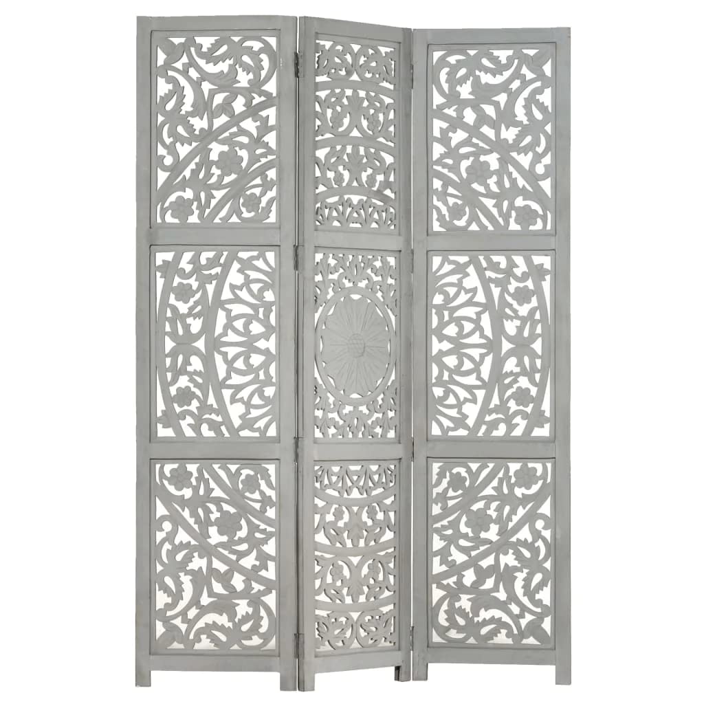 vidaXL Solid Mango Wood Hand Carved Room Divider Screen - 4 Panel Folding Privacy Partition - Multiple Sizes & Colors - Perfect for Home Office, Living Room, and Bedroom Separation