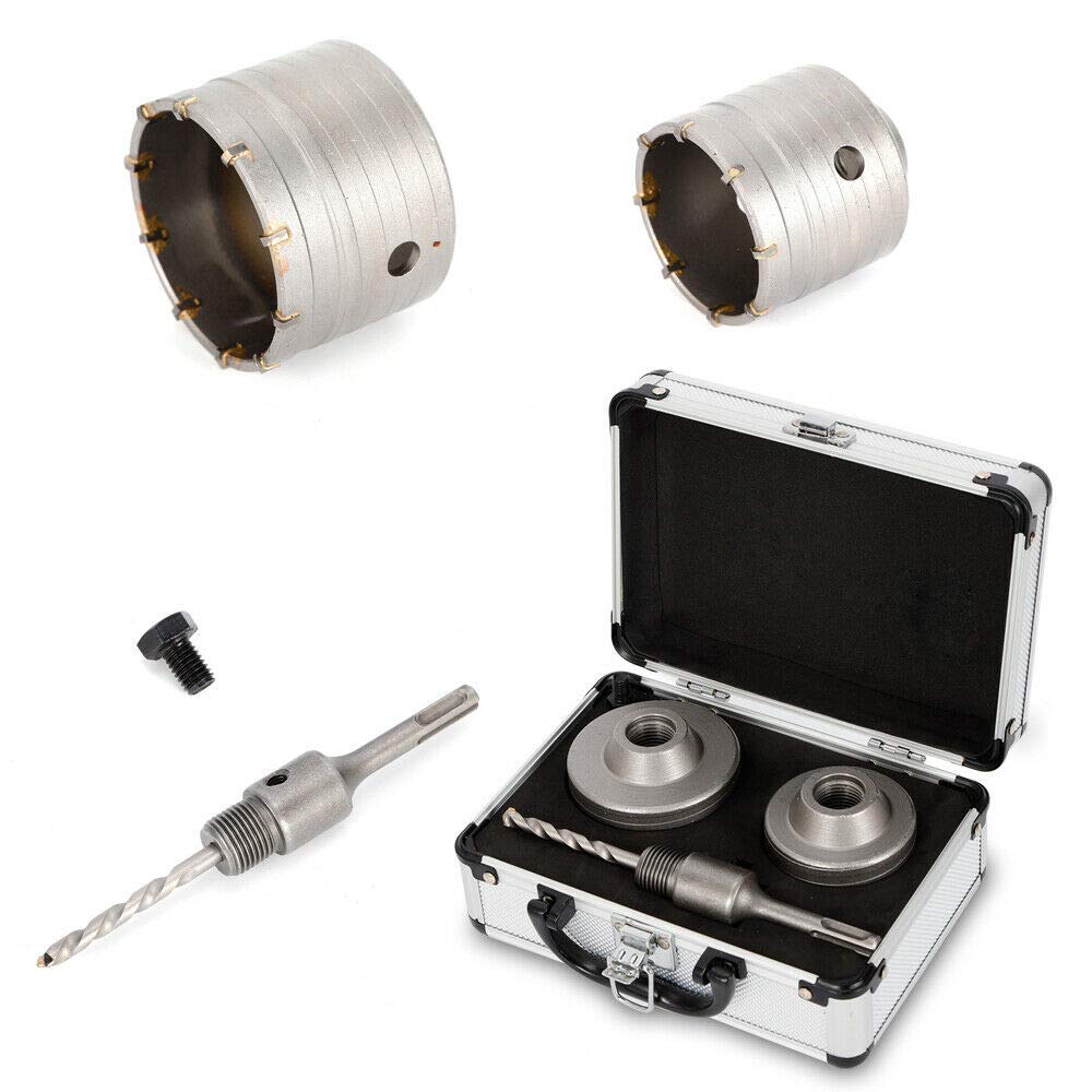 Ethedeal Hole Saw Core Drill Bit Set - 3-Piece Cement & Brick Wall Drilling Kit with Round Shank & Connect Rod - Perfect for DIY Home Renovation, Construction Projects, and Wall Mounting Installations
