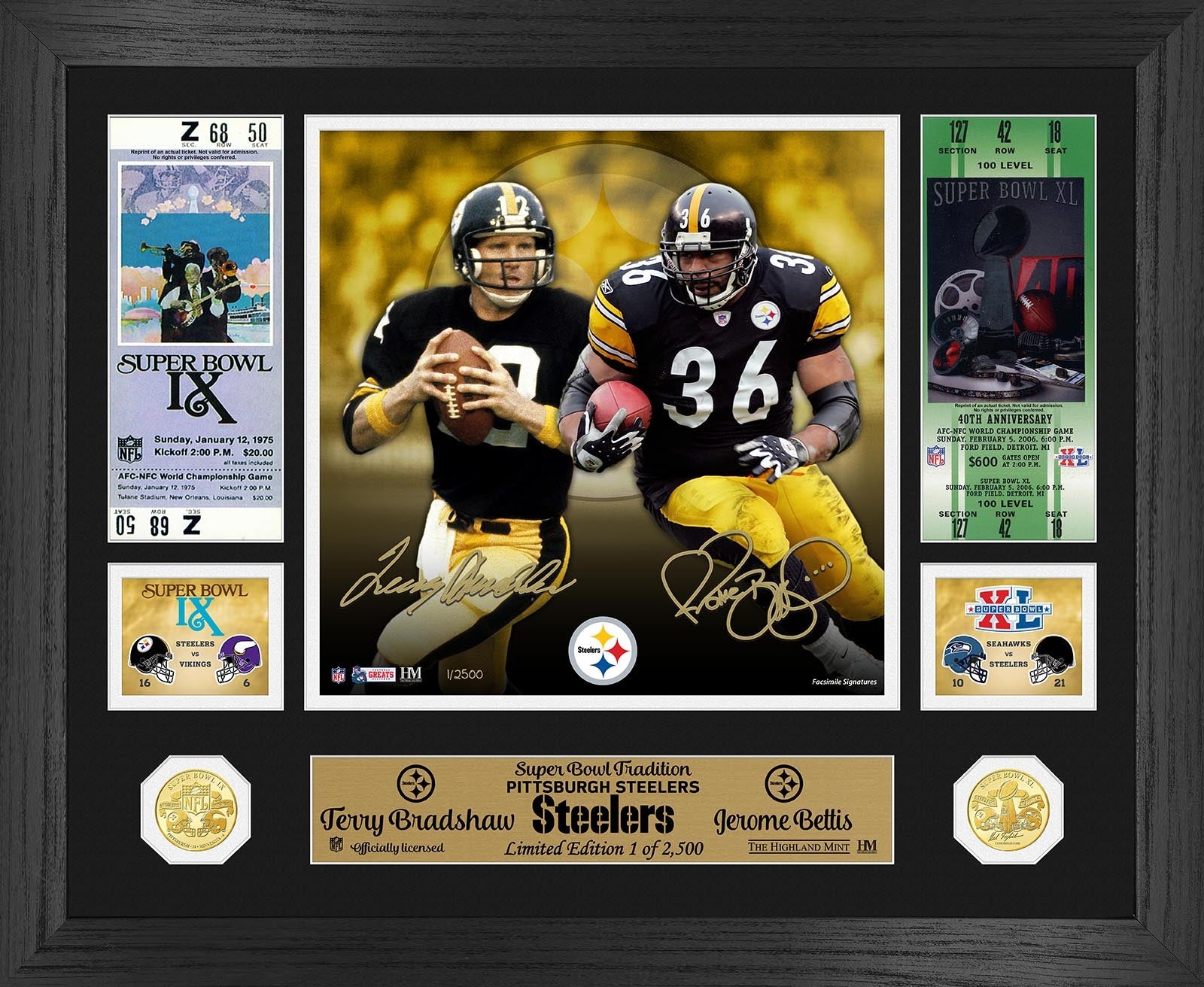Terry Bradshaw & Jerome Bettis Super Bowl Traditions Bronze Commemorative Coin - Collectible NFL Memorabilia for Fans & Sports Enthusiasts | Perfect for Display, Gifts, and Football Memorabilia Collections