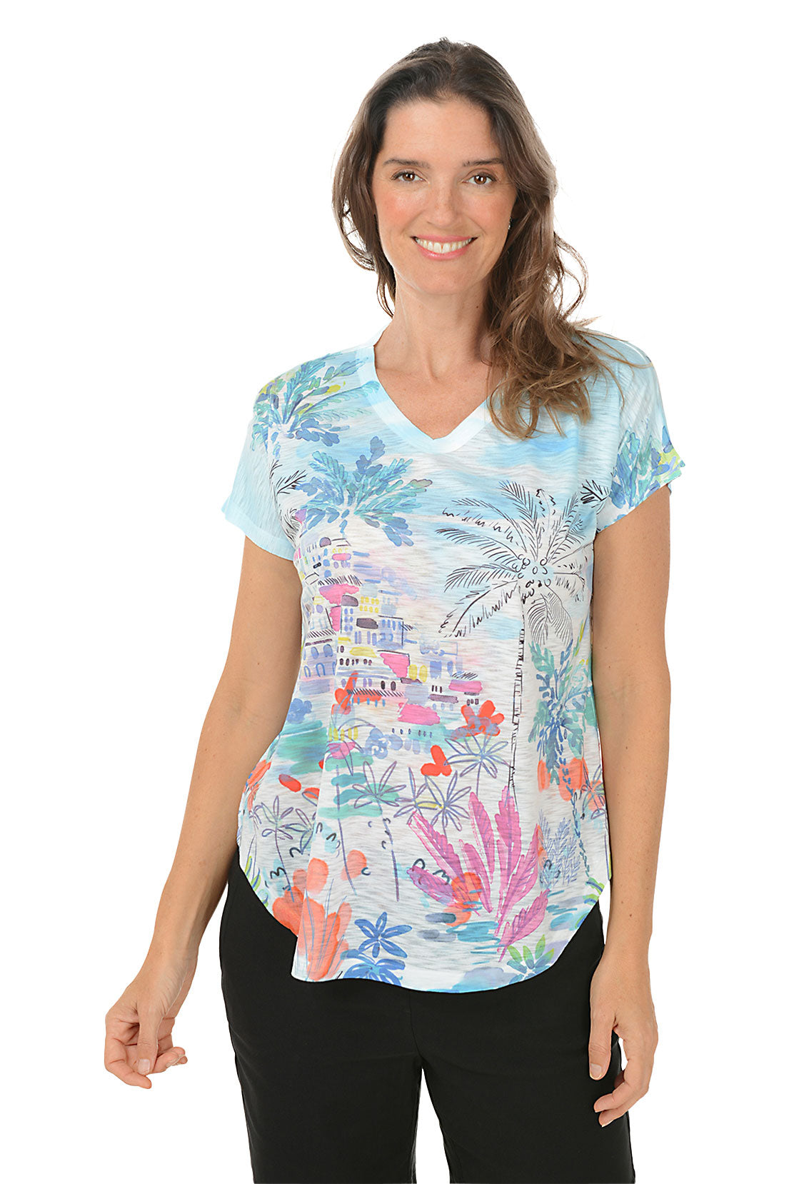 Seaside Short Sleeve Slub Knit Top for Women - Breathable Casual Beach Shirt | Perfect for Summer Vacation, Poolside Lounging & Coastal Getaways