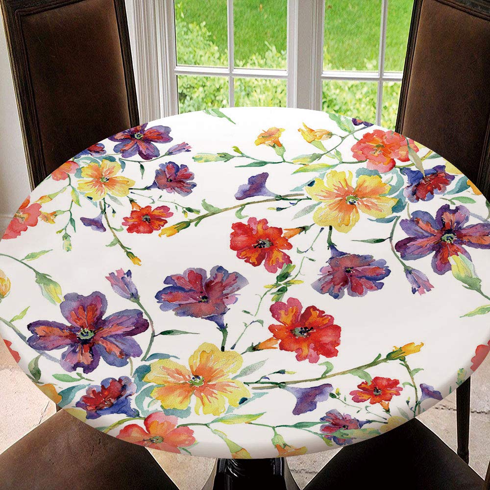 Stain Resistant Elastic Edged Round Tablecloth 70